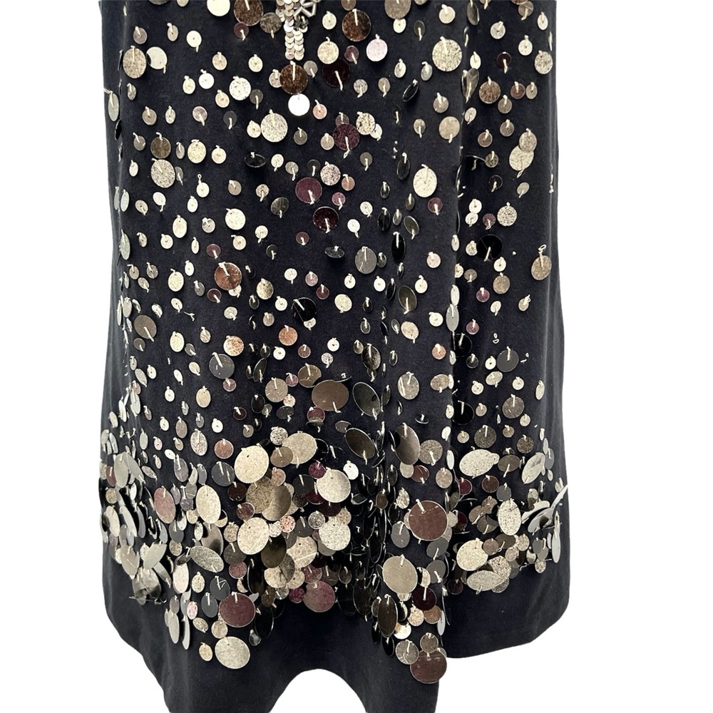 BUI DE BARBARA BUI EMBELLISHED BLACK TUNIC COTTON T SHIRT W SEQUINS & PAILLETTES - Picture 2 of 16